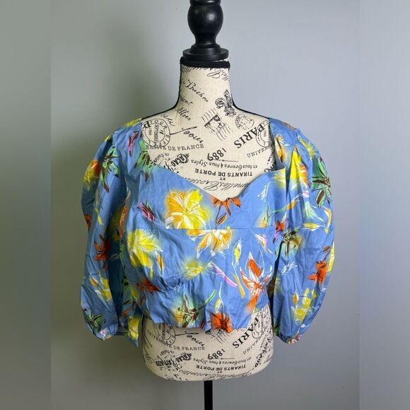 TANYA TAYLOR Aileen Stretch Poplin Crop Top NWT Size 16 - Picture 3 of 11